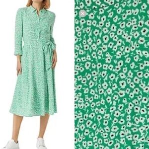 NEW Hobbs London Frederica Green Floral Fit-and-Flare Midi Dress US 4